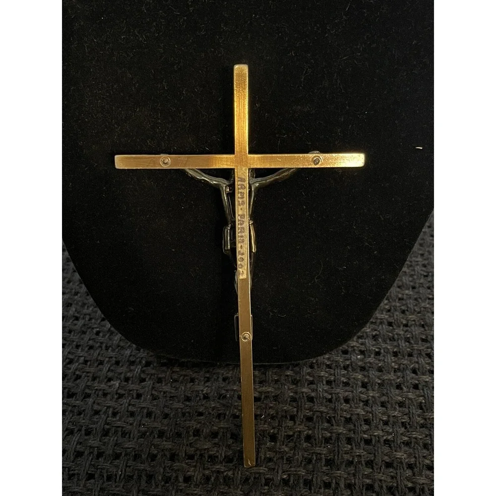 Vintage INRI Jesus Christ Brass Crucifix Cross Wall‎ Decor- ARMS- PARIS